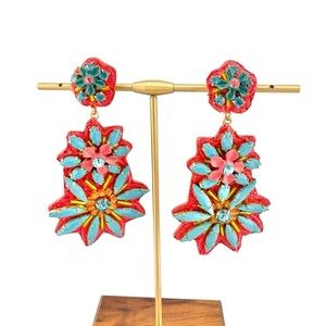 J. Crew Colorful Statement Earrings with Floral and Geometric Designs